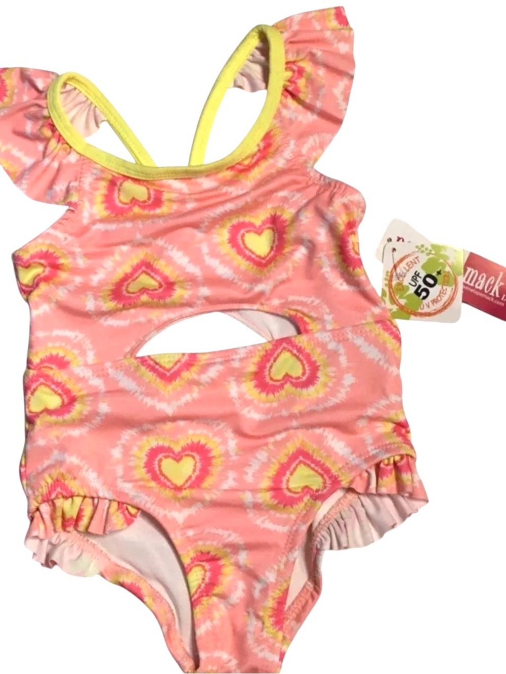 NWT PENELOPE MACK TODDLER HEARTS TIE-DYED 1 PIECE BATHING SUIT Size 4 Pink